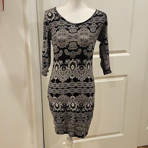 Ultra Flirt Large Black, White, and Dark Grey Bodycon Dress